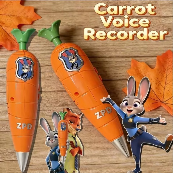 The Unbranded Brand Other - Disney Zootopia Carrot Recorder Pen Judy Nick 2-in-1 Gel Pen Toy NEW Version